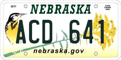 NE license plate ACD641