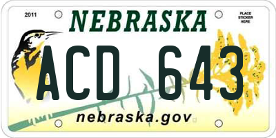 NE license plate ACD643