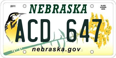 NE license plate ACD647