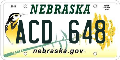 NE license plate ACD648