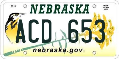 NE license plate ACD653