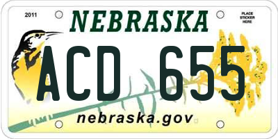 NE license plate ACD655