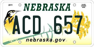 NE license plate ACD657