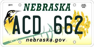 NE license plate ACD662