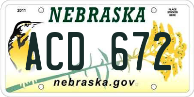 NE license plate ACD672