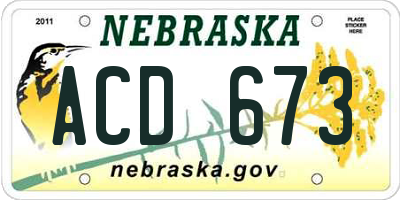 NE license plate ACD673