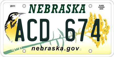 NE license plate ACD674