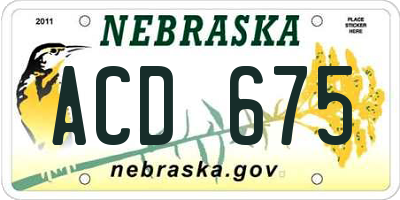 NE license plate ACD675