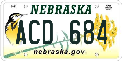 NE license plate ACD684