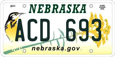 NE license plate ACD693