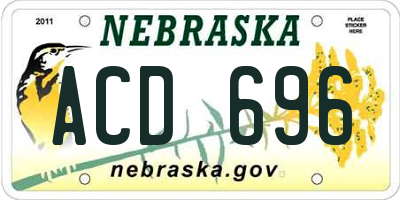 NE license plate ACD696