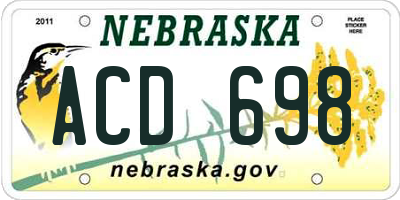 NE license plate ACD698