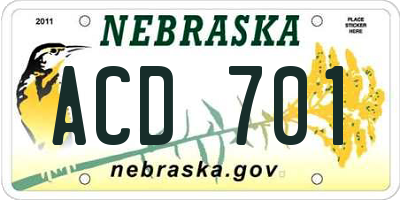 NE license plate ACD701