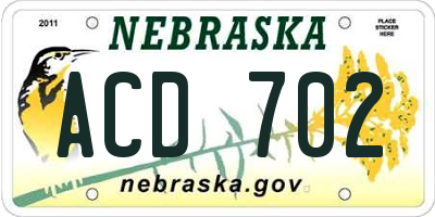 NE license plate ACD702