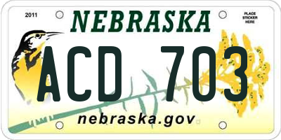 NE license plate ACD703