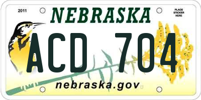 NE license plate ACD704