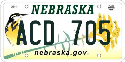 NE license plate ACD705