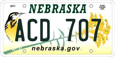 NE license plate ACD707