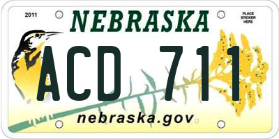 NE license plate ACD711