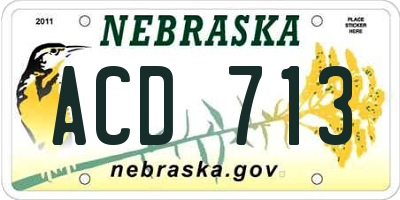 NE license plate ACD713