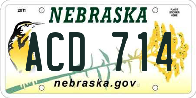 NE license plate ACD714