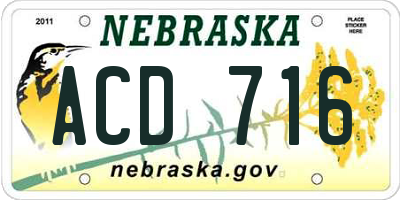 NE license plate ACD716