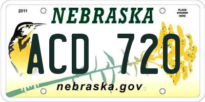 NE license plate ACD720