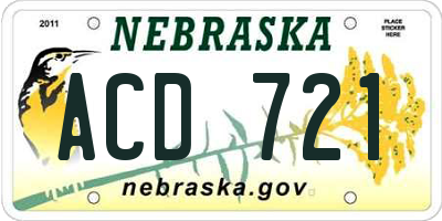 NE license plate ACD721