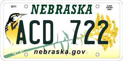 NE license plate ACD722