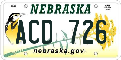 NE license plate ACD726