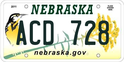 NE license plate ACD728