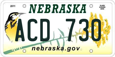 NE license plate ACD730