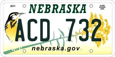 NE license plate ACD732