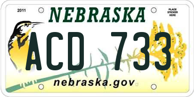 NE license plate ACD733