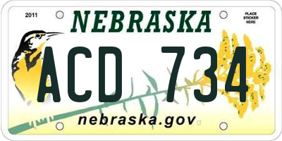 NE license plate ACD734