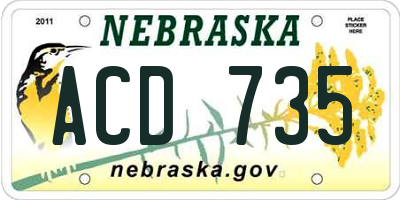 NE license plate ACD735