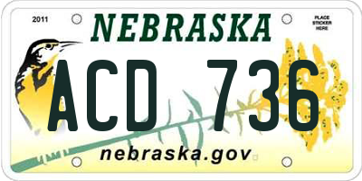 NE license plate ACD736