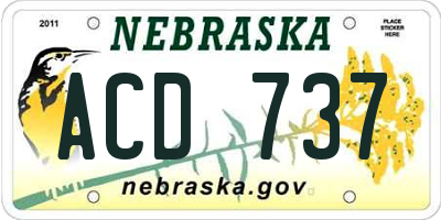 NE license plate ACD737