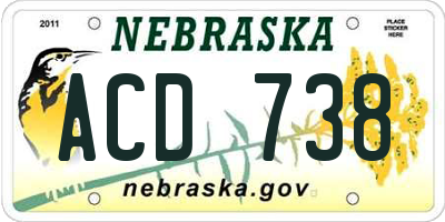 NE license plate ACD738