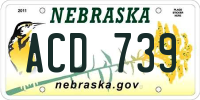 NE license plate ACD739