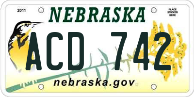 NE license plate ACD742