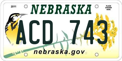 NE license plate ACD743