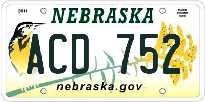 NE license plate ACD752