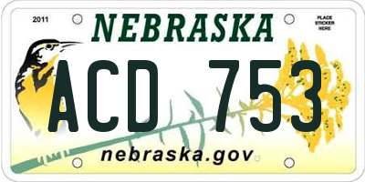 NE license plate ACD753