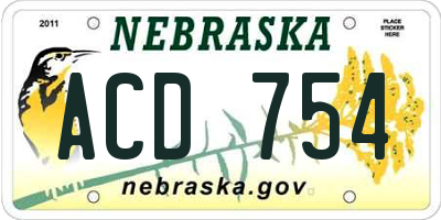 NE license plate ACD754