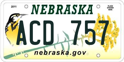 NE license plate ACD757