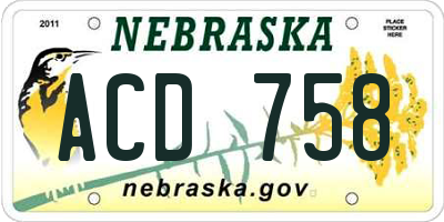 NE license plate ACD758