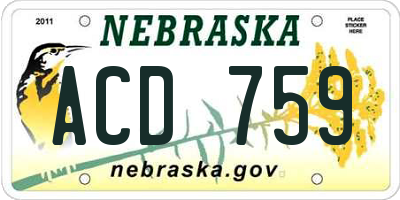 NE license plate ACD759