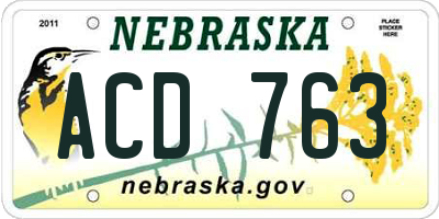 NE license plate ACD763