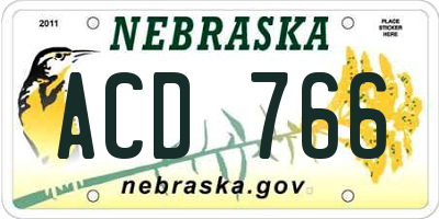 NE license plate ACD766